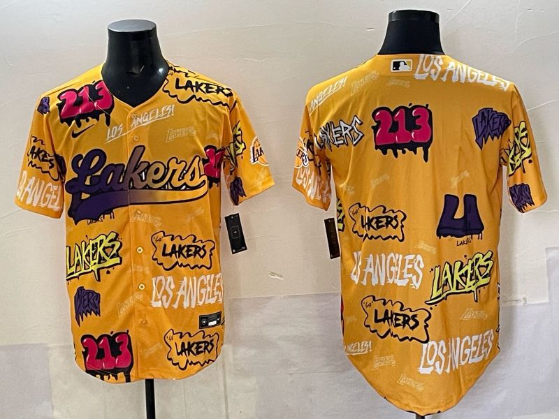 Men 2025 Los Angeles Lakers Blank Yellow NBA Nike jersey 01